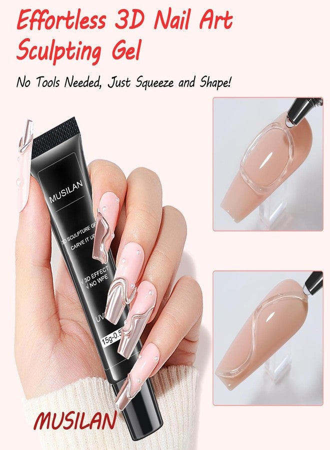 MUSILAN 2PCS 3D Nail Sculpting Gel Nail Art Glue for Nail Art Designs DIY Clear Builder Craving Sculpting Molding Gel for 3D Acrylic Nail Drawing & Painting - Image 5
